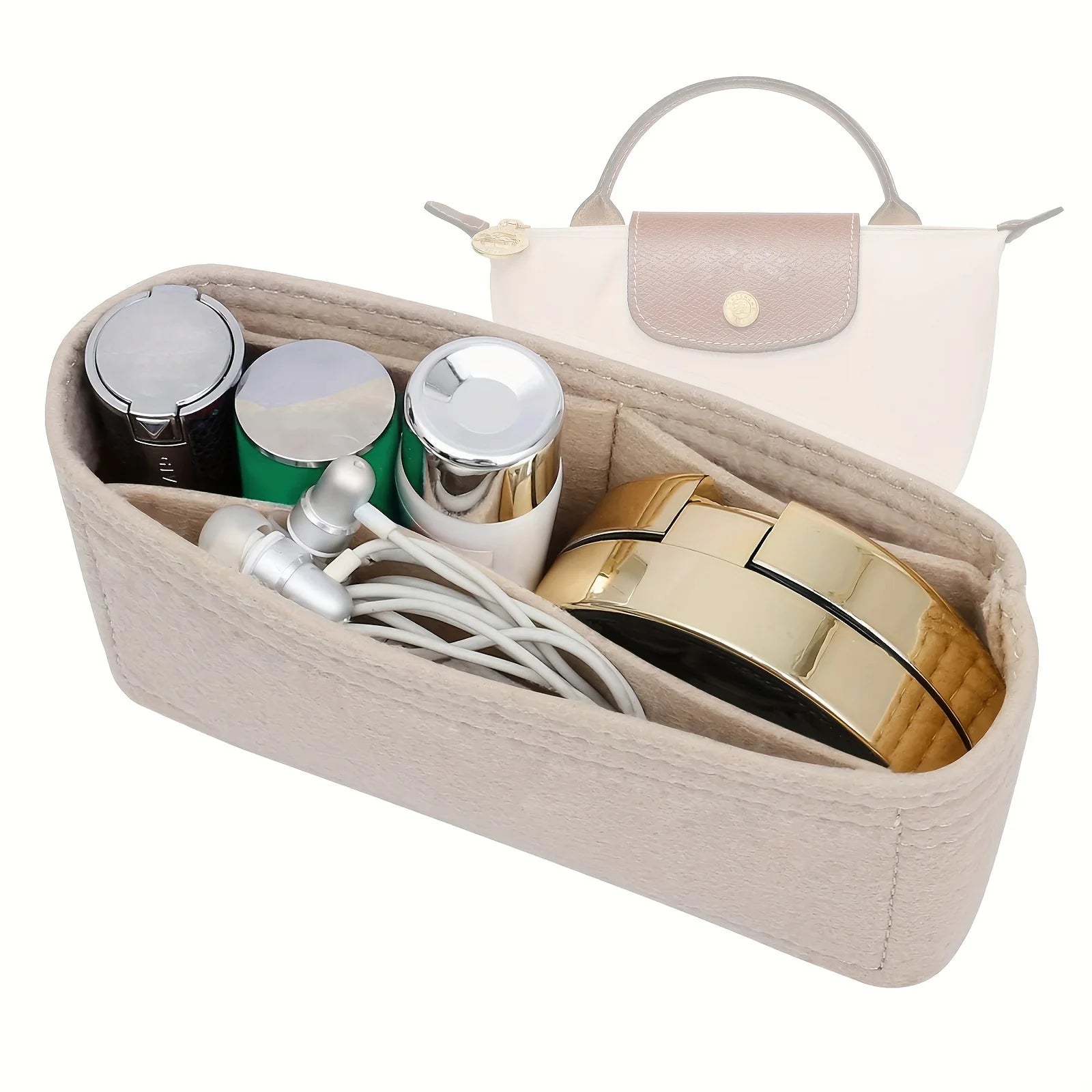 Portable Soft Felt Insert Bag Handbag Insert Bag Women's Travel Bag Insert Liner Brand Purse Organizer Pouch Makeup Organizers
