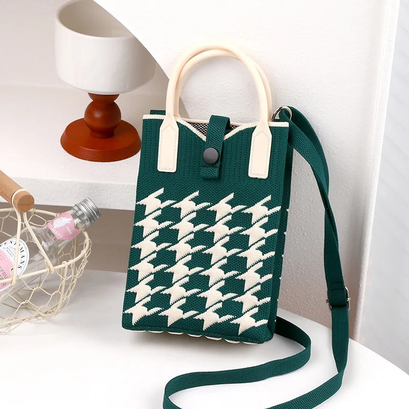 New fashion shoulder bag mini knitted mobile phone bag Korean version versatile small portable change bag messenger bag