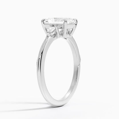 BOJ Ring 032 Radiant Cut 925 Silver Camellia Three Stone Diamond Ring 2ct D Color VVS1 Moissanite GRA Certified Low Price Ring