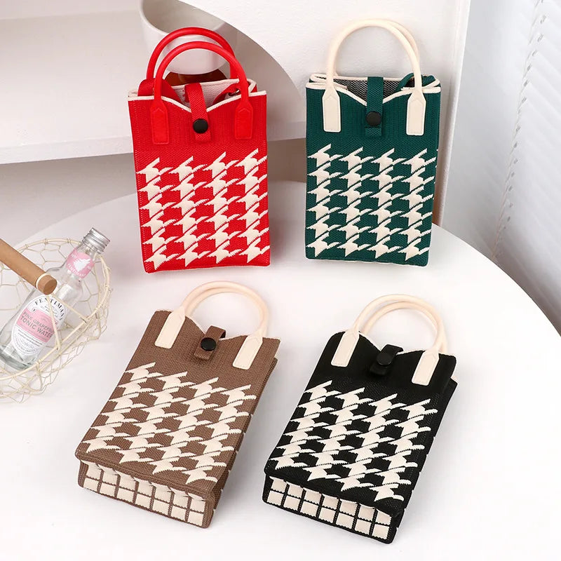 New fashion shoulder bag mini knitted mobile phone bag Korean version versatile small portable change bag messenger bag