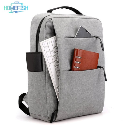 HOMEFISH Unisex Laptop Backpack, Multi-layer Zipper & Large Capacity, 13-15 Inch Business Travel Bag
