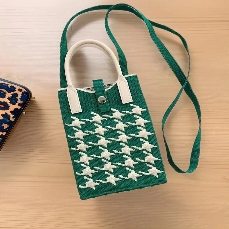 New fashion shoulder bag mini knitted mobile phone bag Korean version versatile small portable change bag messenger bag