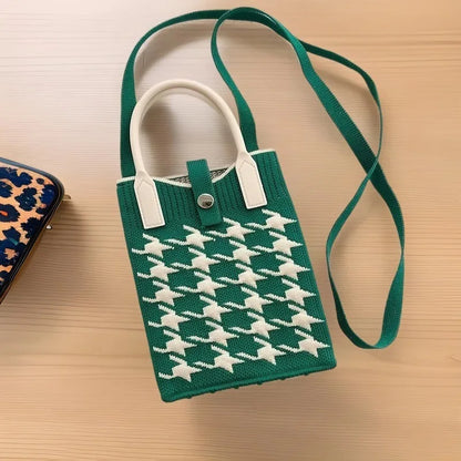 New fashion shoulder bag mini knitted mobile phone bag Korean version versatile small portable change bag messenger bag