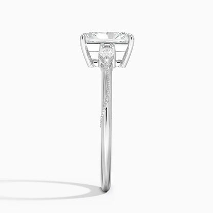 BOJ Ring 032 Radiant Cut 925 Silver Camellia Three Stone Diamond Ring 2ct D Color VVS1 Moissanite GRA Certified Low Price Ring