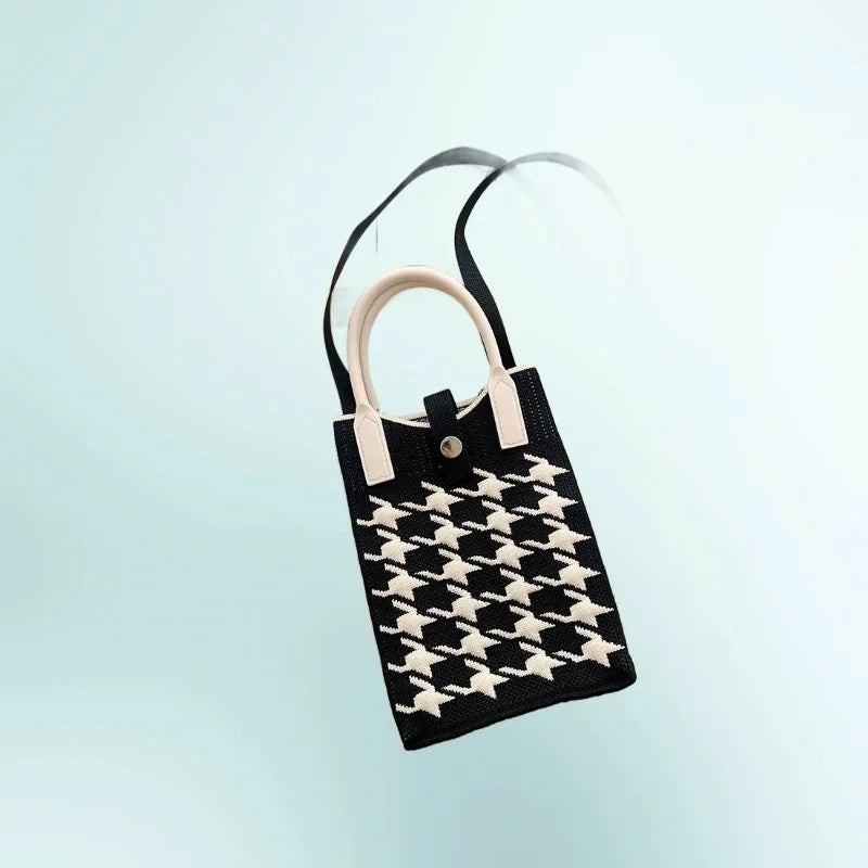 New fashion shoulder bag mini knitted mobile phone bag Korean version versatile small portable change bag messenger bag